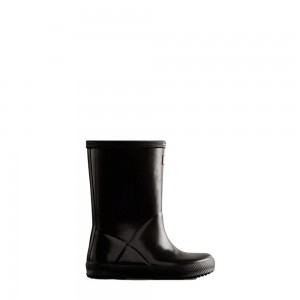 Hunter Kids Gloss Rain Boots Black | 0792148-YW