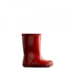 Hunter Kids Gloss Rain Boots Red | 3619472-AR