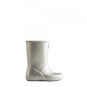 Hunter Kids Metallic Rain Boots Silver | 8043976-SG