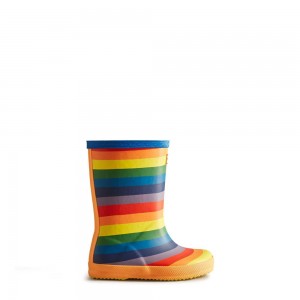 Hunter Kids Rainbow Rain Boots Yellow | 6509428-OK