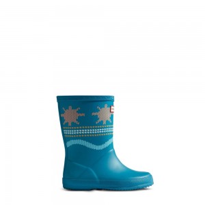 Hunter Kids Weather Rain Boots Blue | 7254381-US