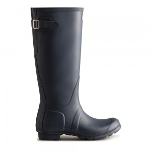 Hunter Women's Original Back Adjustable Wellies Tall Rain Boots Navy | 8241075-LW