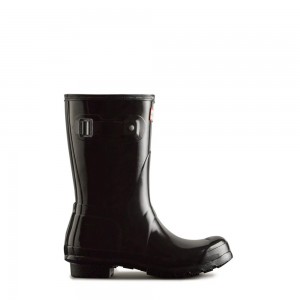 Hunter Women's Original Gloss Wellies Short Rain Boots Black | 5806374-SI