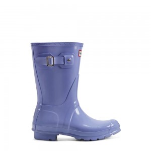 Hunter Women's Original Gloss Wellies Short Rain Boots Blue | 6847923-NH