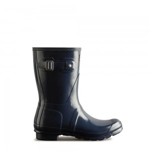 Hunter Women's Original Gloss Wellies Short Rain Boots Navy | 8230471-IM