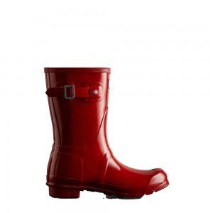 Hunter Women's Original Gloss Wellies Short Rain Boots Red | 4017689-NQ