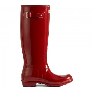 Hunter Women's Original Gloss Wellies Tall Rain Boots Red | 3647901-HY