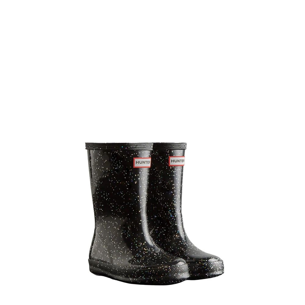 Hunter Kids Giant Glitter Rain Boots Black | 0273915-GS