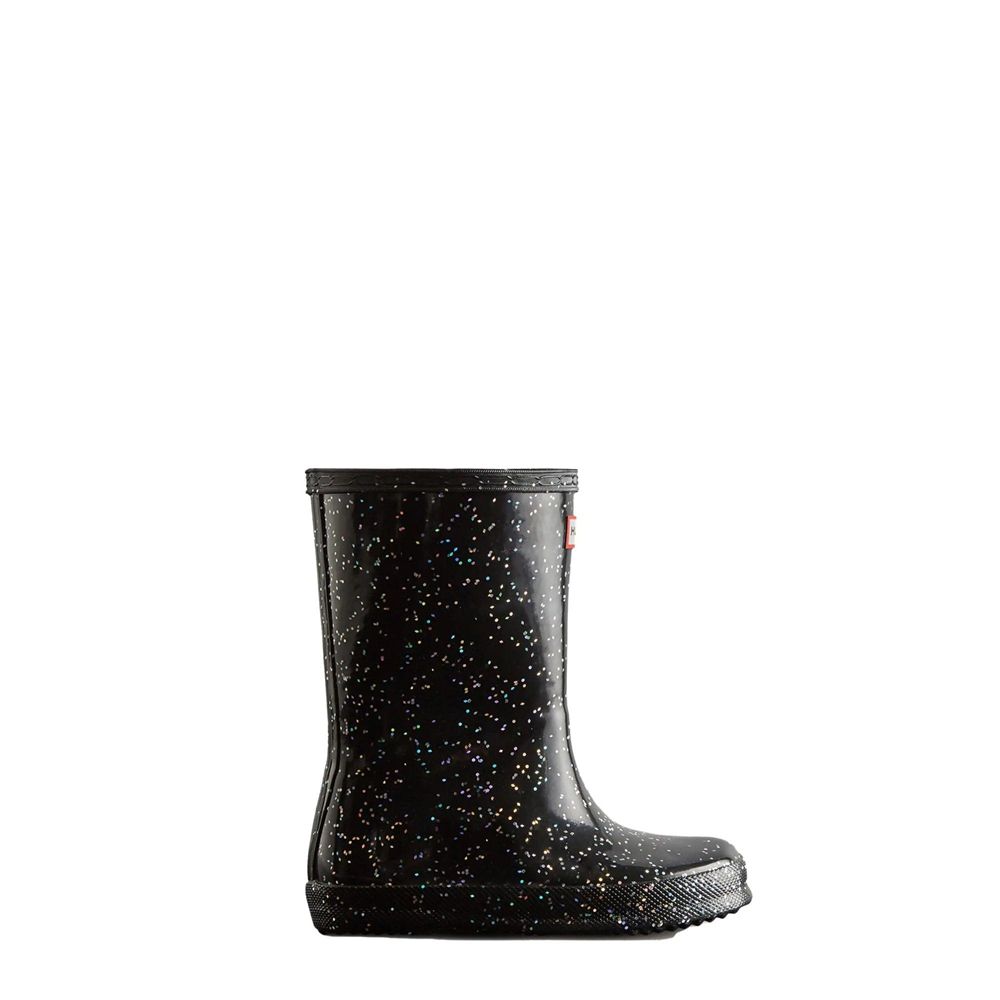 Hunter Kids Giant Glitter Rain Boots Black | 0273915-GS