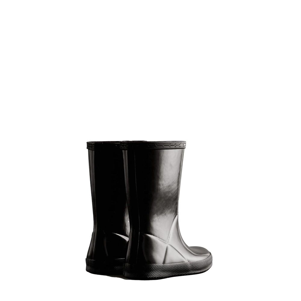 Hunter Kids Gloss Rain Boots Black | 0792148-YW