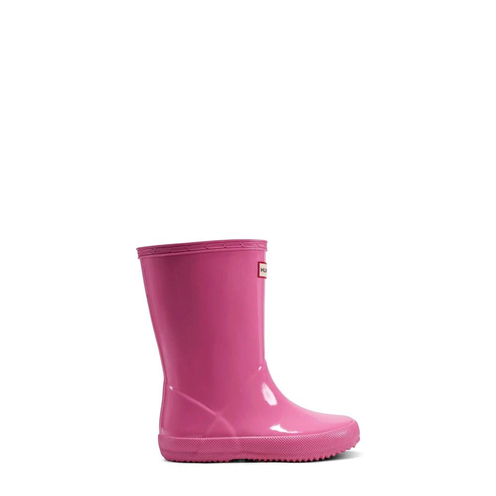 Hunter Kids Gloss Rain Boots Pink | 2168547-ZW