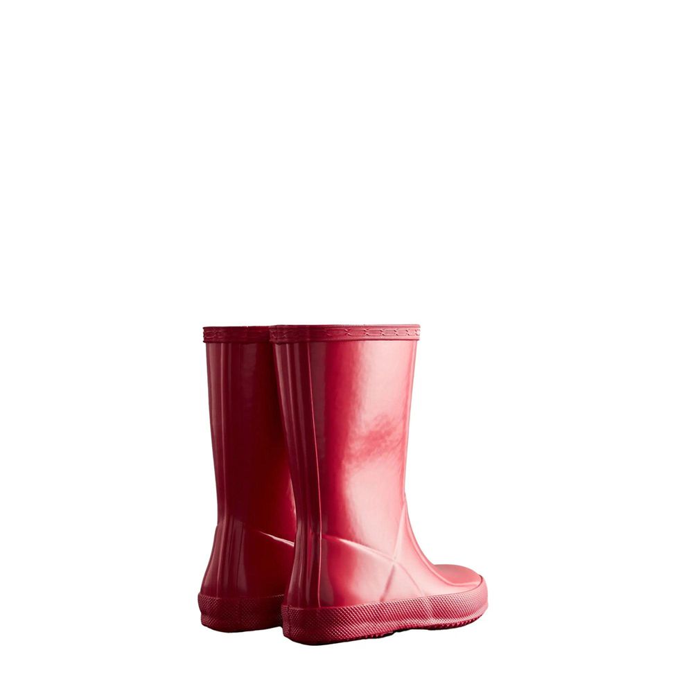 Hunter Kids Gloss Rain Boots Pink | 7896510-SX