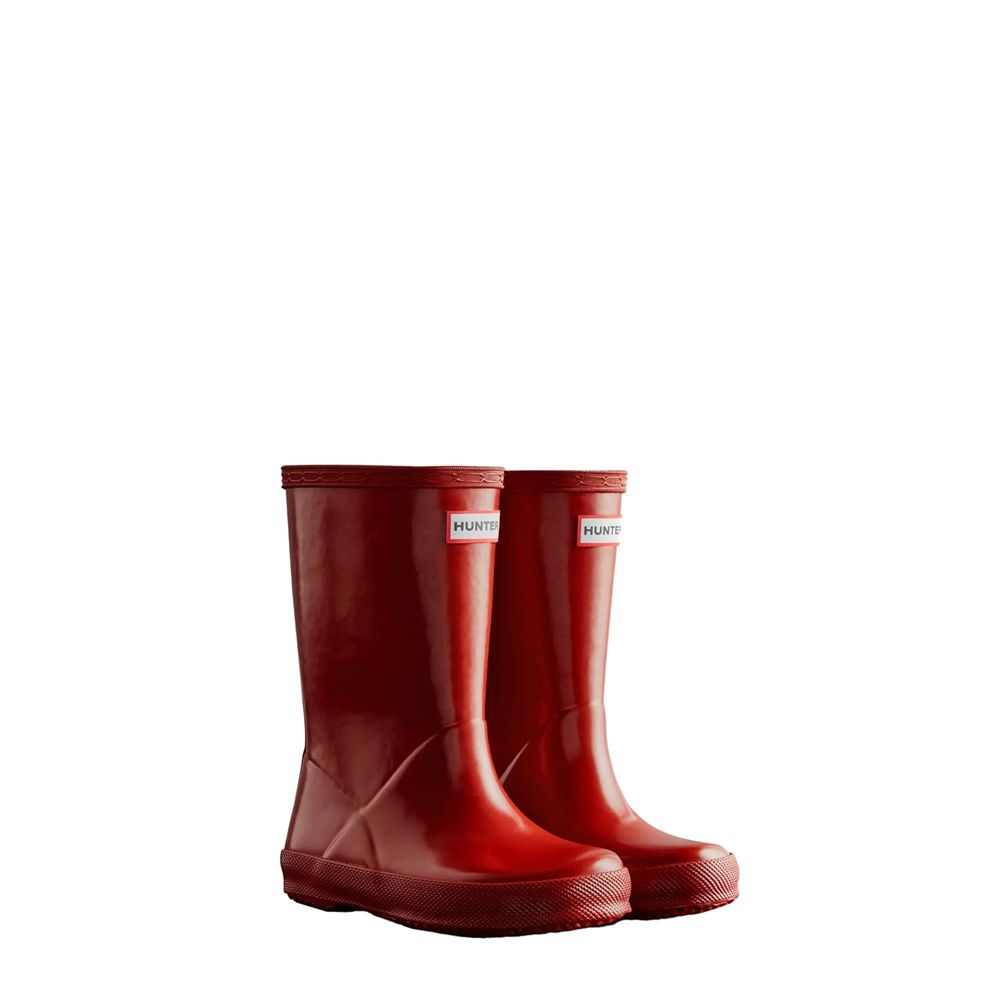 Hunter Kids Gloss Rain Boots Red | 3619472-AR