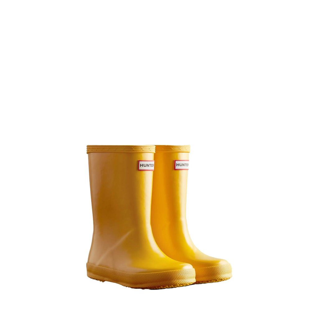 Hunter Kids Gloss Rain Boots Yellow | 4981325-WZ