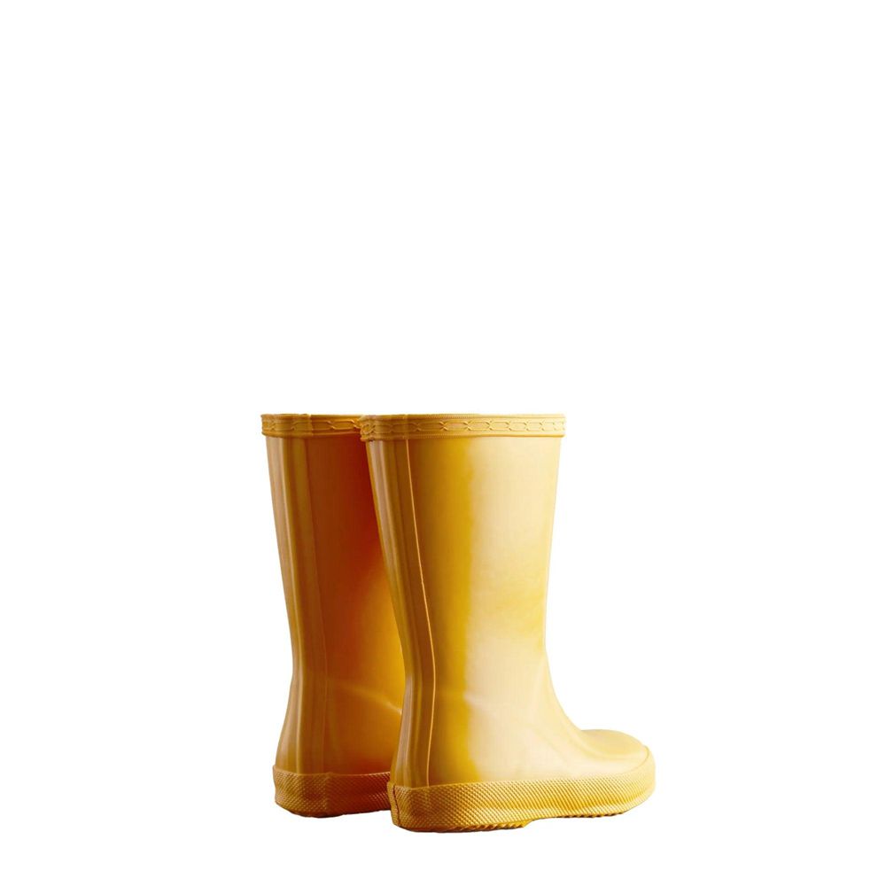 Hunter Kids Gloss Rain Boots Yellow | 4981325-WZ