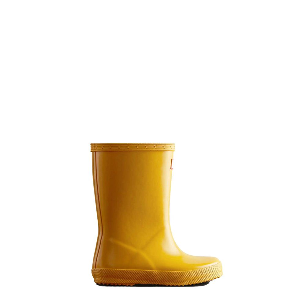 Hunter Kids Gloss Rain Boots Yellow | 4981325-WZ