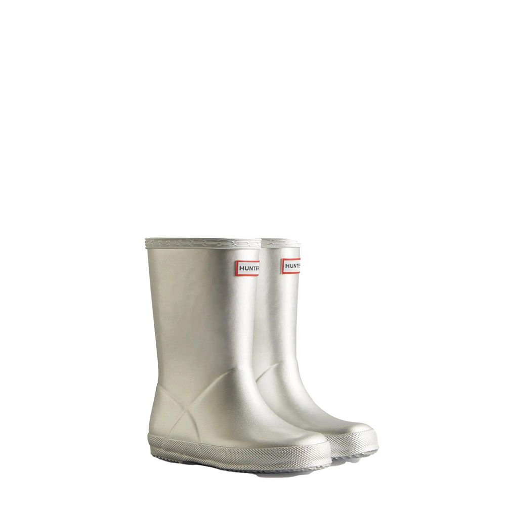 Hunter Kids Metallic Rain Boots Silver | 8043976-SG