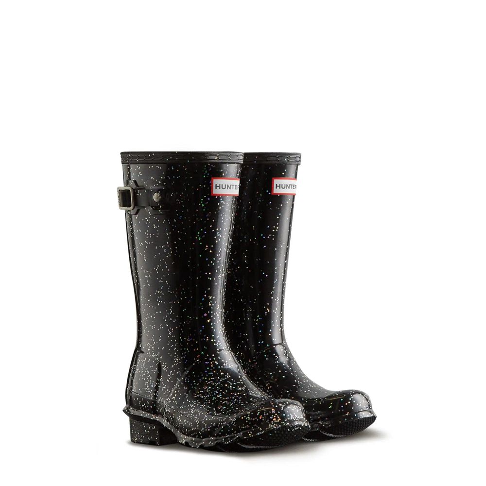 Hunter Kids Original Giant Glitter Rain Boots Black | 9186407-XG