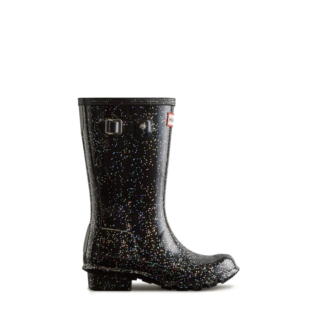 Hunter Kids Original Giant Glitter Rain Boots Black | 9186407-XG