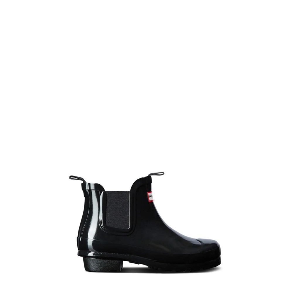 Hunter Kids Original Gloss Chelsea Rain Boots Black | 2503986-LS