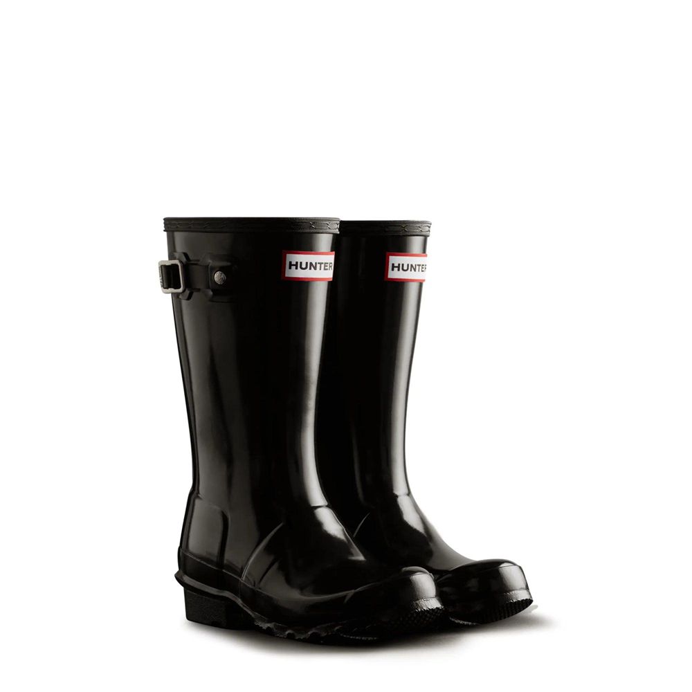 Hunter Kids Original Gloss Rain Boots Black | 2157384-SO