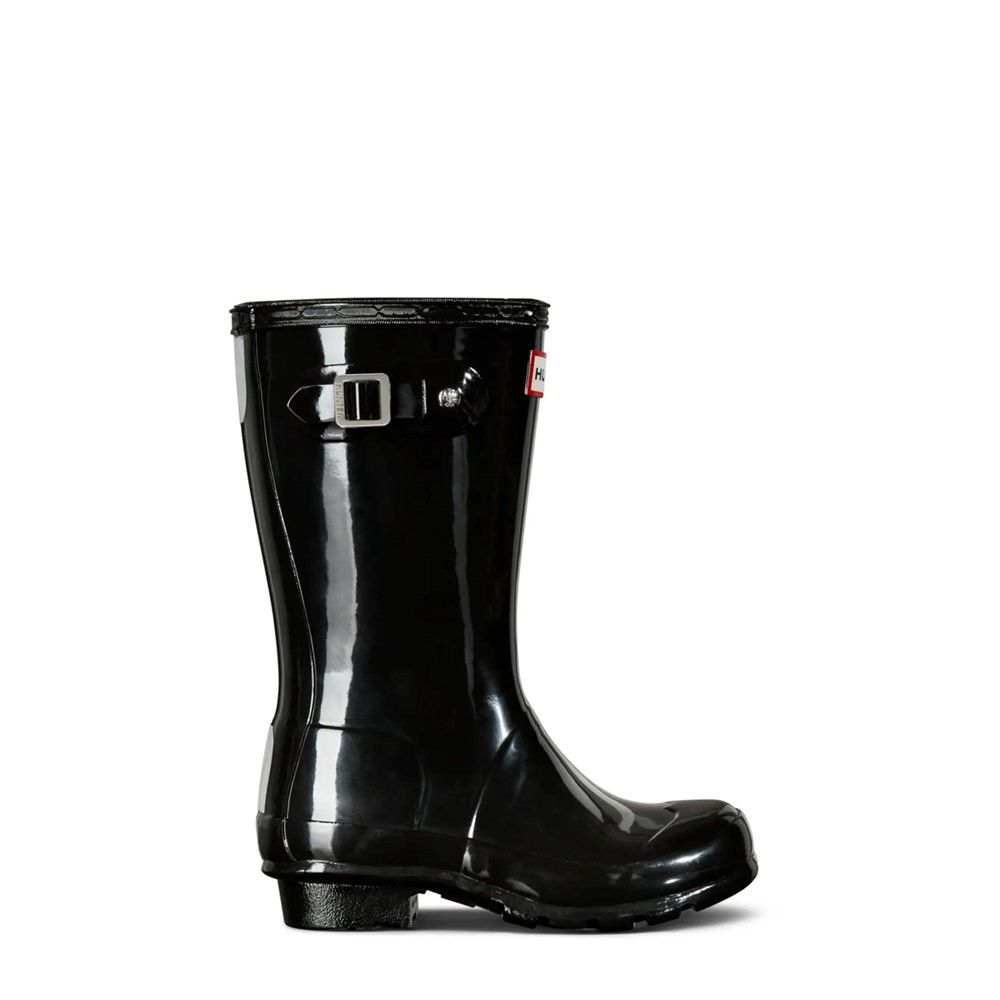 Hunter Kids Original Gloss Rain Boots Black | 2157384-SO