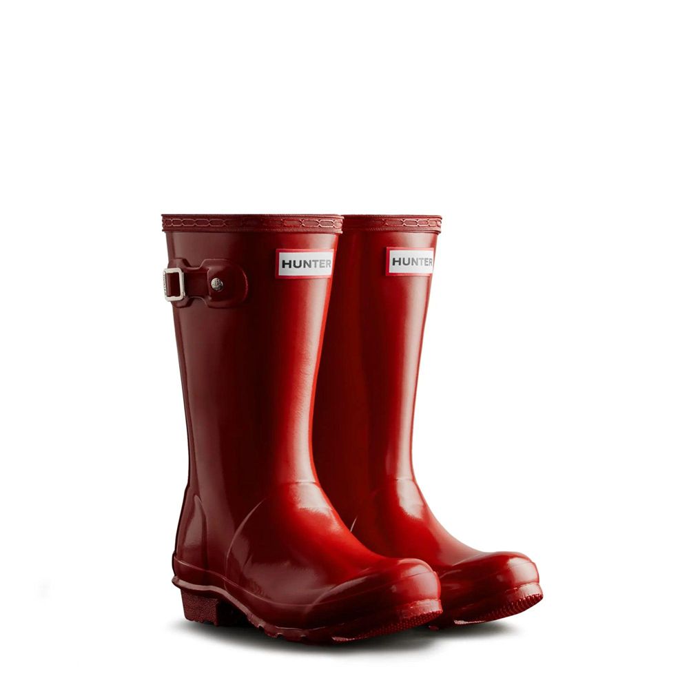 Hunter Kids Original Gloss Rain Boots Red | 3852947-ET