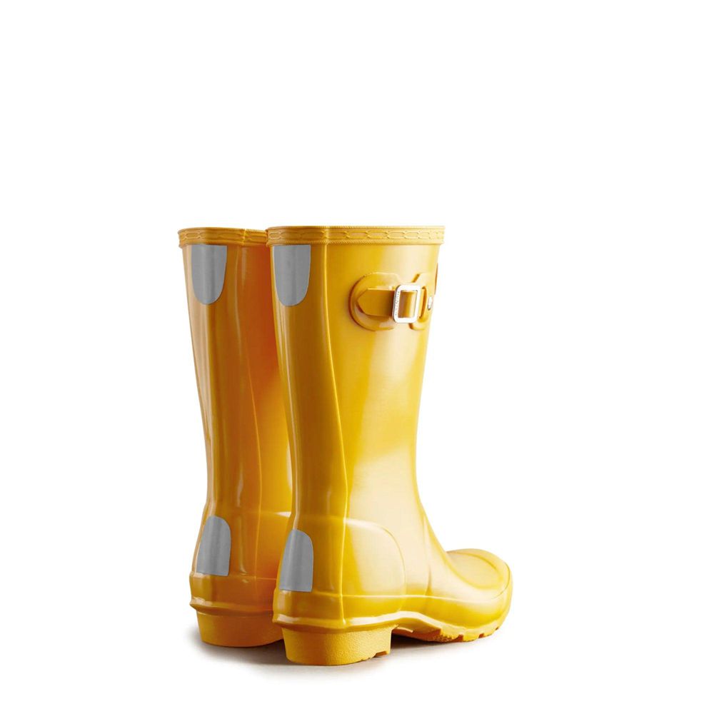 Hunter Kids Original Gloss Rain Boots Yellow | 8935106-AV