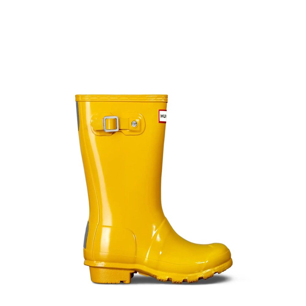 Hunter Kids Original Gloss Rain Boots Yellow | 8935106-AV