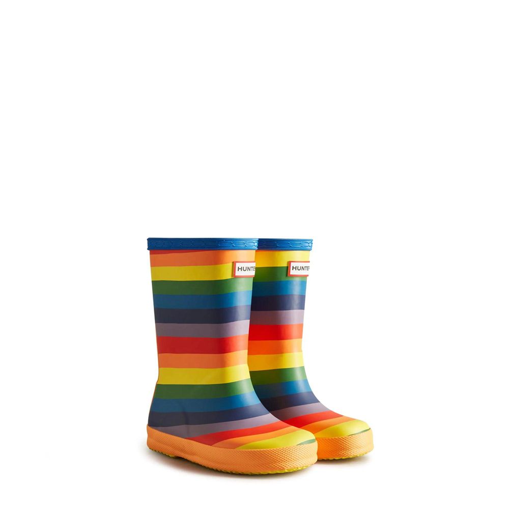 Hunter Kids Rainbow Rain Boots Yellow | 6509428-OK