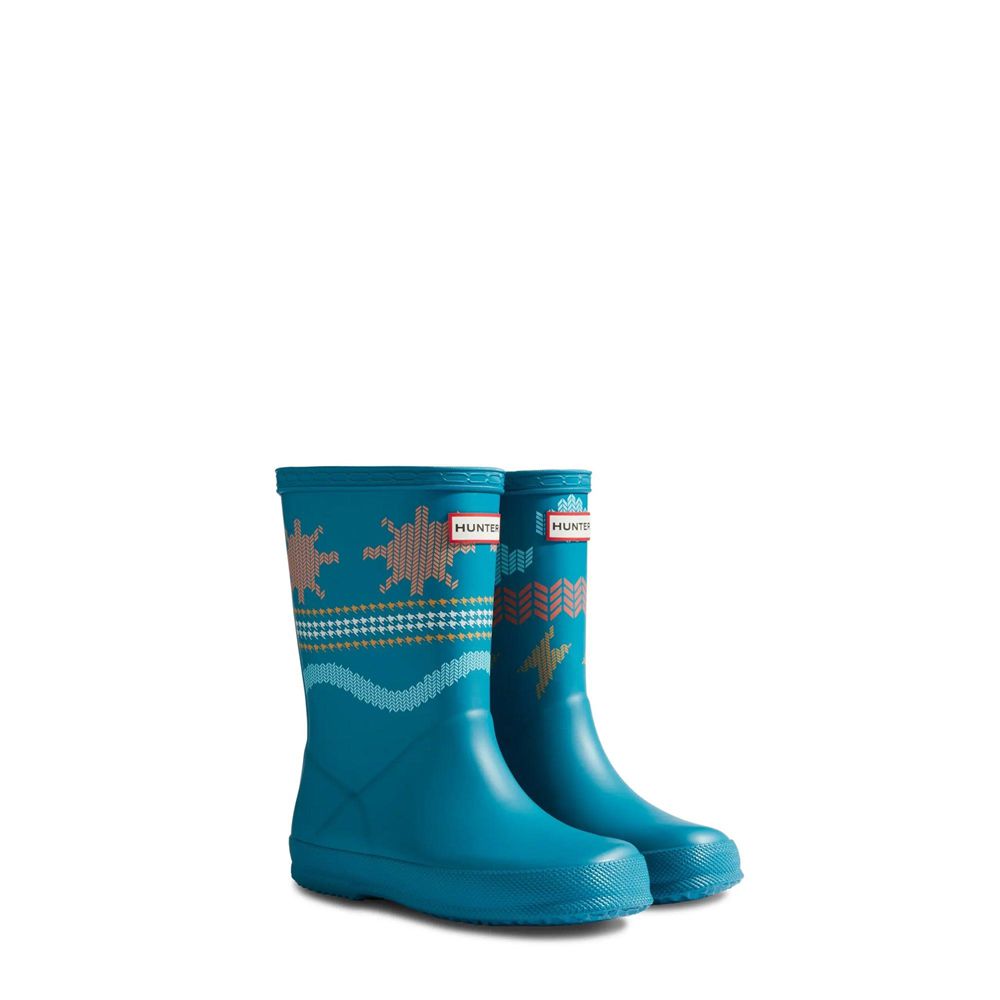 Hunter Kids Weather Rain Boots Blue | 7254381-US