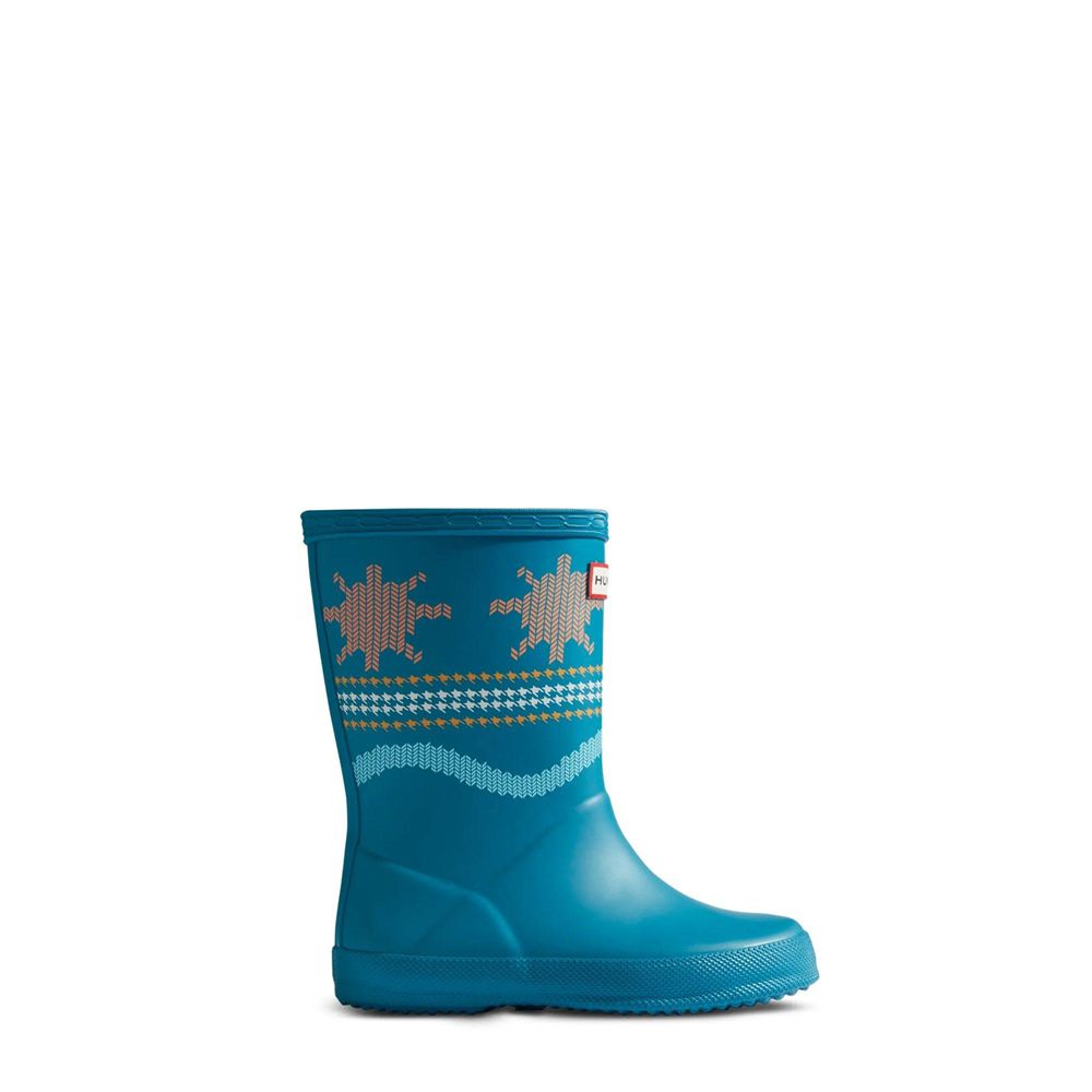 Hunter Kids Weather Rain Boots Blue | 7254381-US