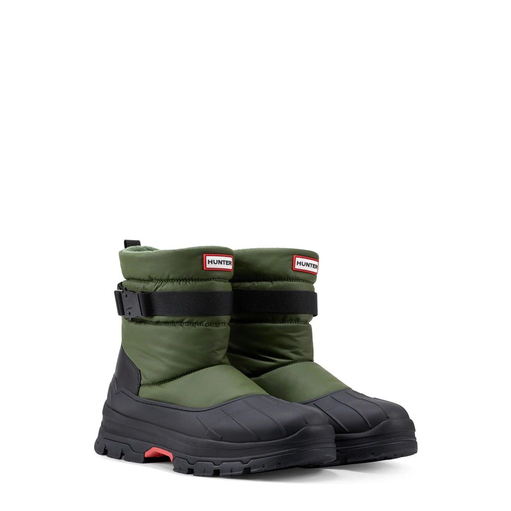 Hunter Men's Short Buckle Snow Boots Olive | 9125604-YL