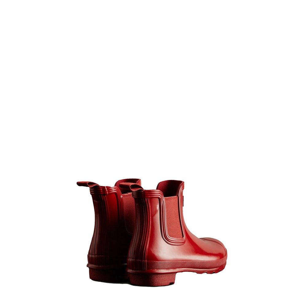 Hunter Women's Original Gloss Chelsea Ankle Boots Red | 5240671-MU