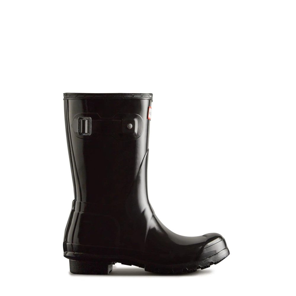 Hunter Women\'s Original Gloss Wellies Short Rain Boots Black | 5806374-SI