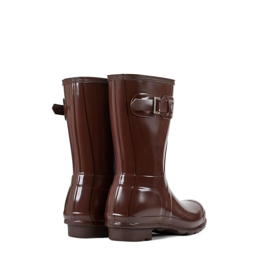 Hunter Women's Original Gloss Wellies Short Rain Boots Brown | 6058793-RT