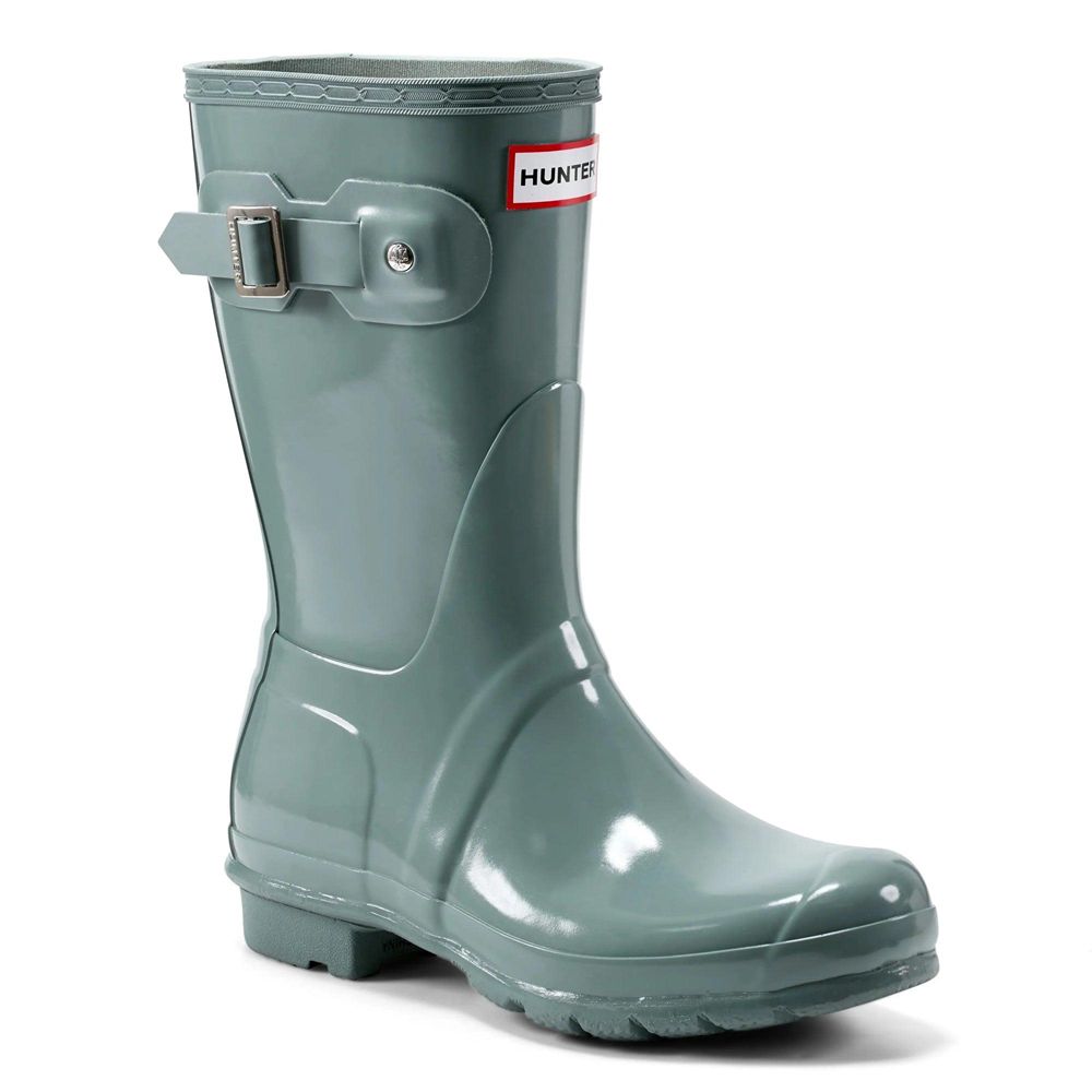 Hunter Women's Original Gloss Wellies Short Rain Boots Green | 1697845-PL