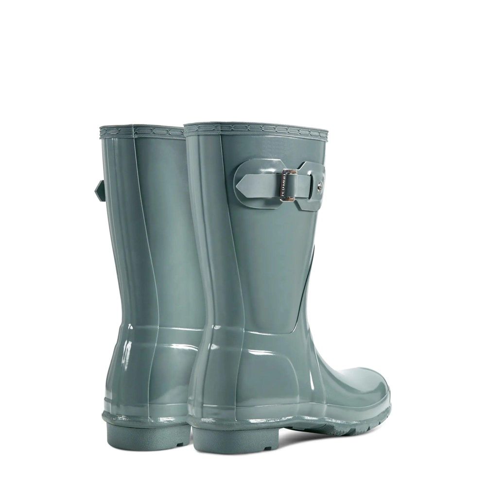 Hunter Women's Original Gloss Wellies Short Rain Boots Green | 1697845-PL