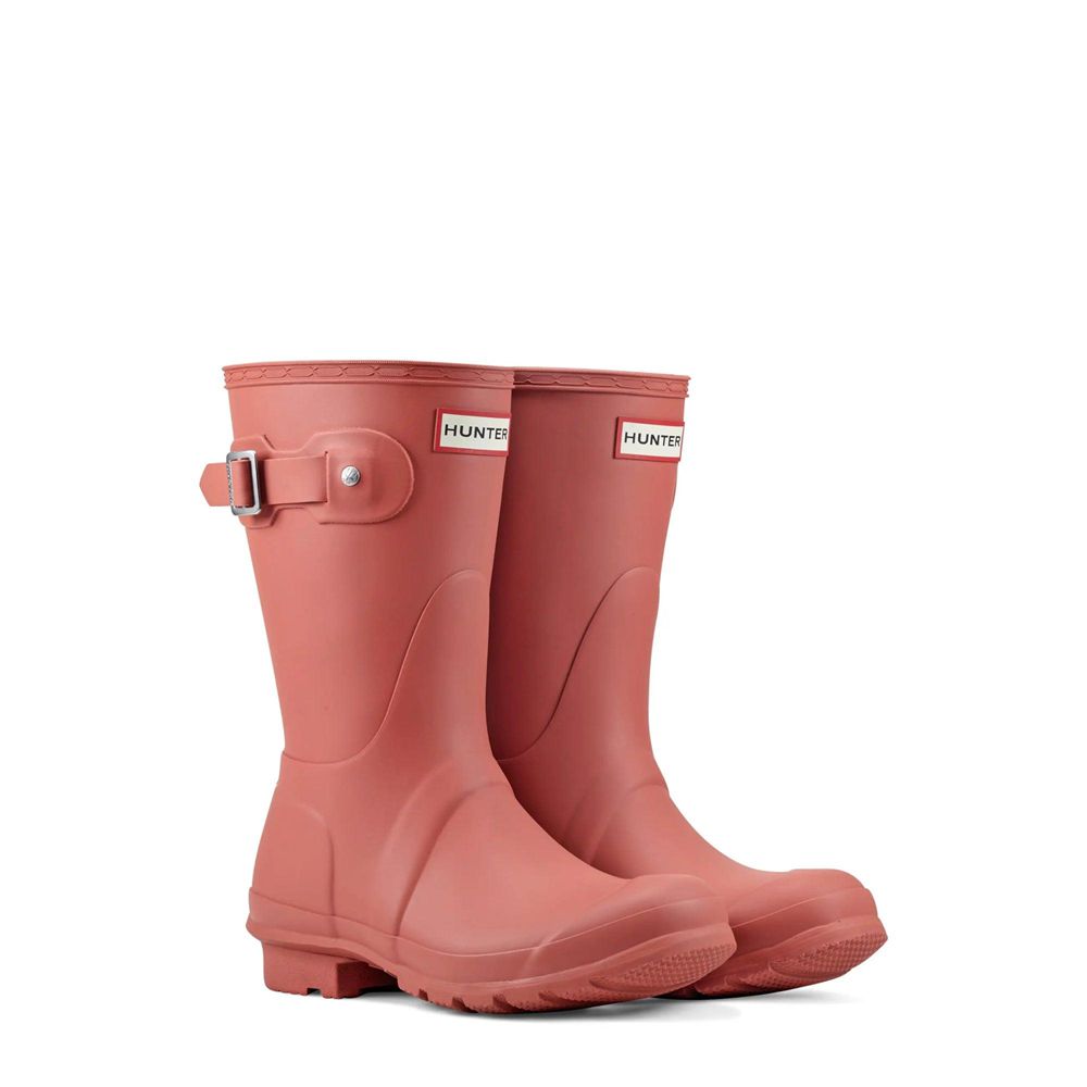 Hunter Women's Original Tri-Colour Logo Backstrap Wellies Short Rain Boots Red | 7638152-XY